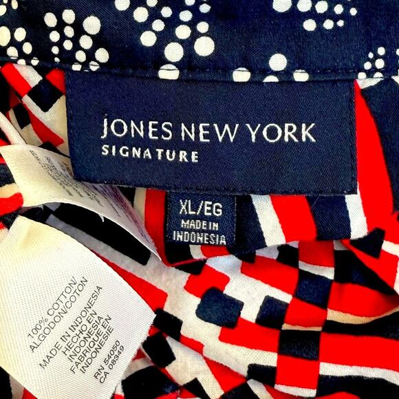 Jones New York Geometric Long Sleeves Button Up Casual Top Shirt Women Size XL - Picture 13 of 13